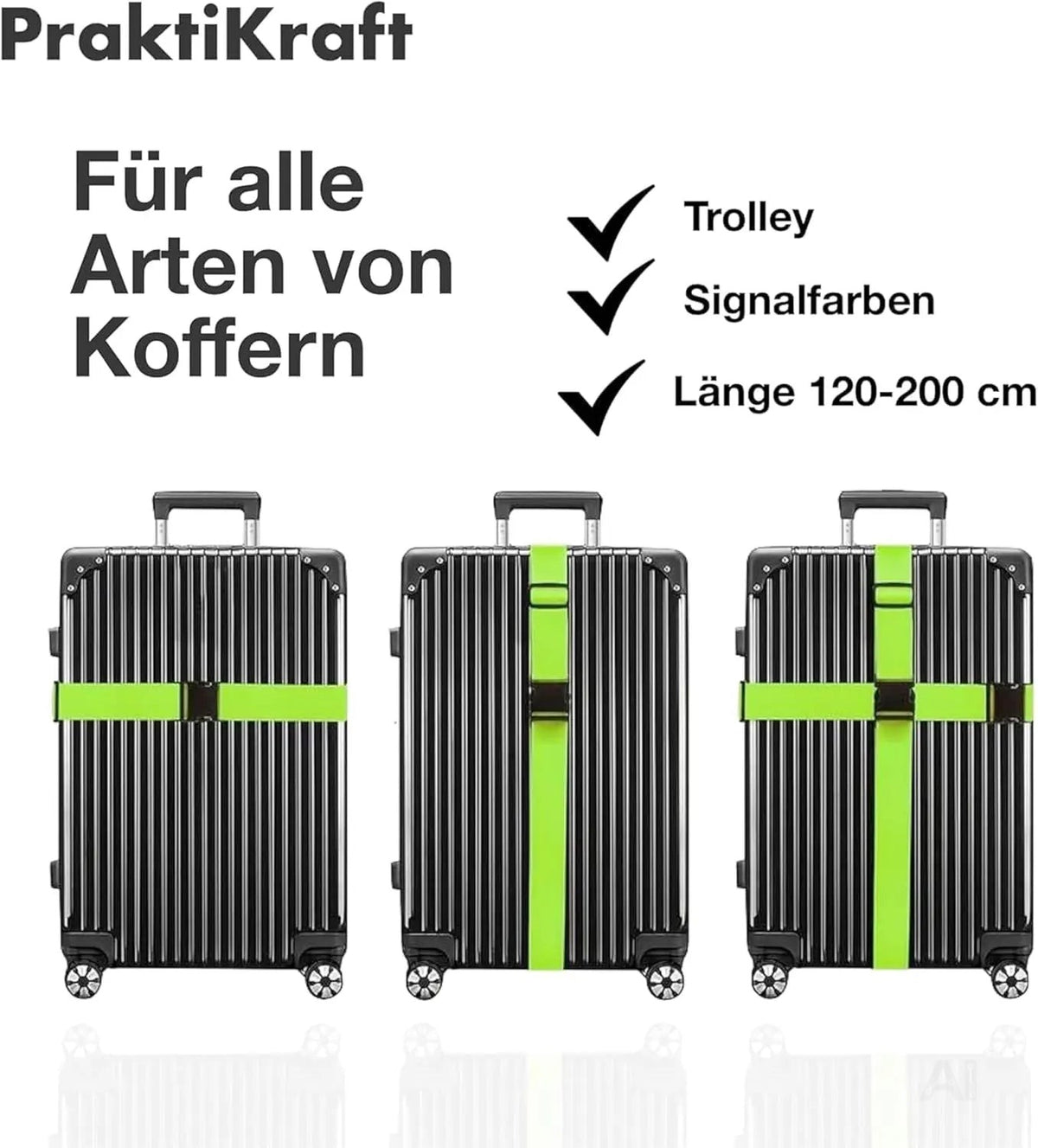4 Stück Kofferband & Koffergurt-Set für Koffer und Gepäck - Gurtband für Reisen und Flüge – Detailansicht 6