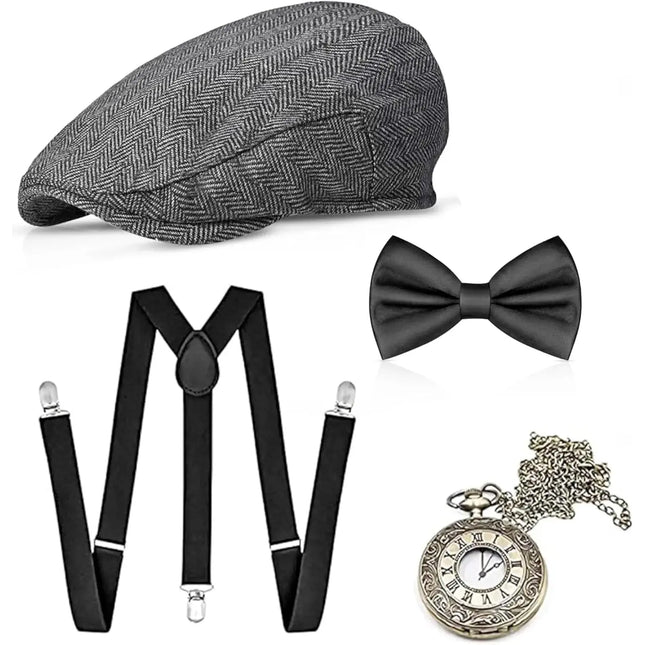 4 in 1 - 20er Accessoires Herren Männer Set für Fasching & Karneval - Gatsby Kostüm