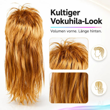 4-in-1 Kostüm Set für Fasching & Karneval – Vokuhila 80er & 90er Kostüm mit Assi Perücke – Detailansicht 9