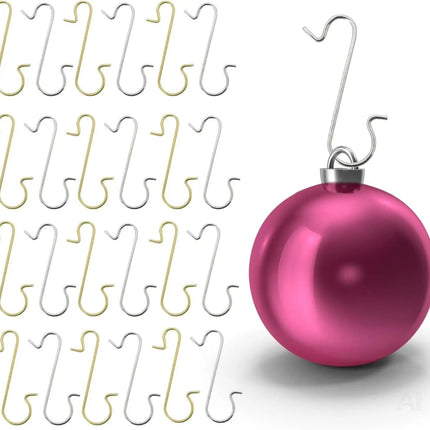 100x Haken Weihnachtsbaum - Kugelaufhänger Baumhaken in Gold und Silber