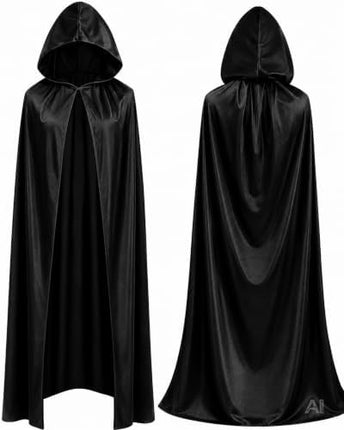 Halloween Vampirkostüm Umhang mit Kapuze schwarz als Verkleidung für Kinder & Erwachsene - Fasching & Karneval - Einheitsgröße