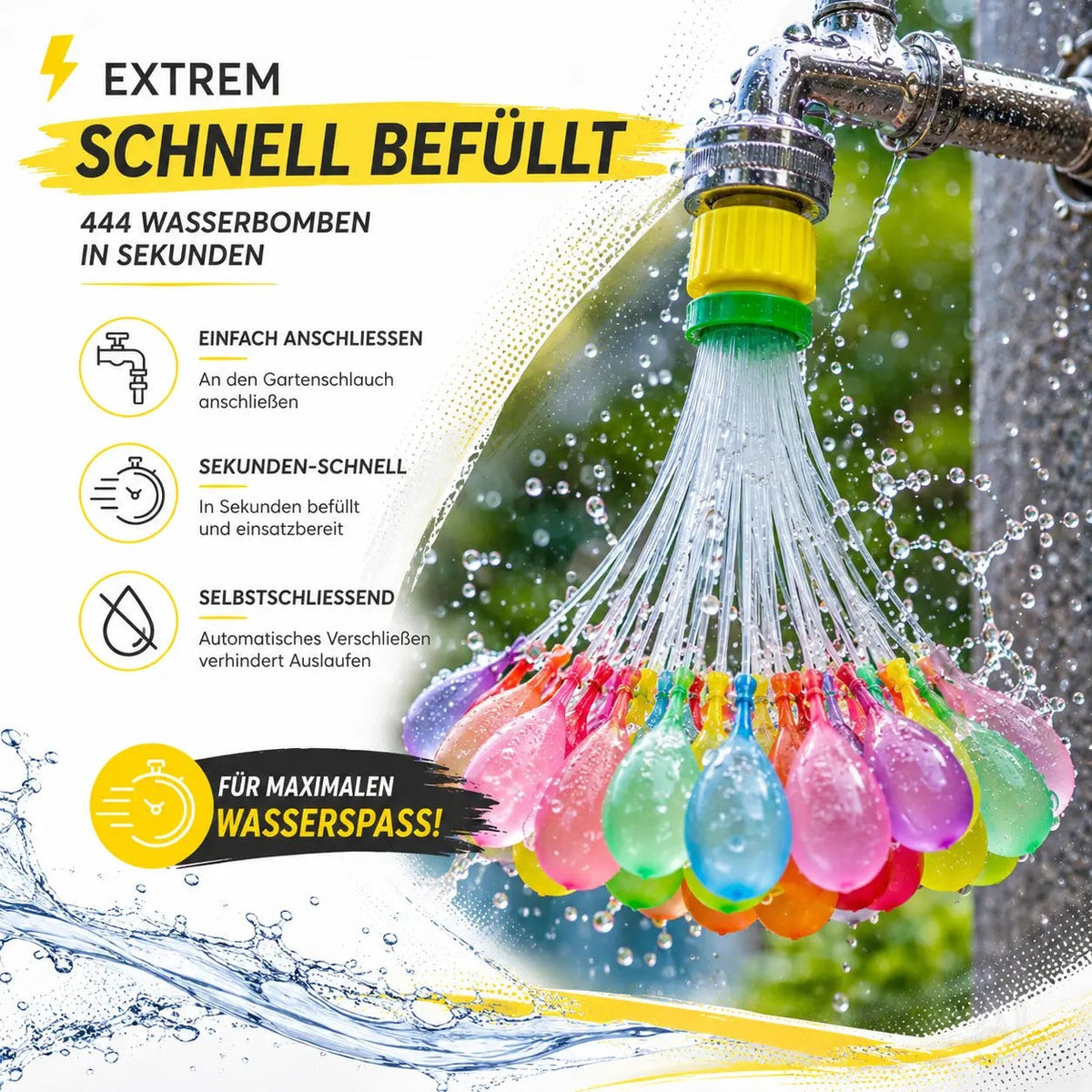 444x Wasserbomben Selbstschließend bunt - Reißfest & Schnell befüllbar - Für Kinder & Erwachsene – Detailansicht 3