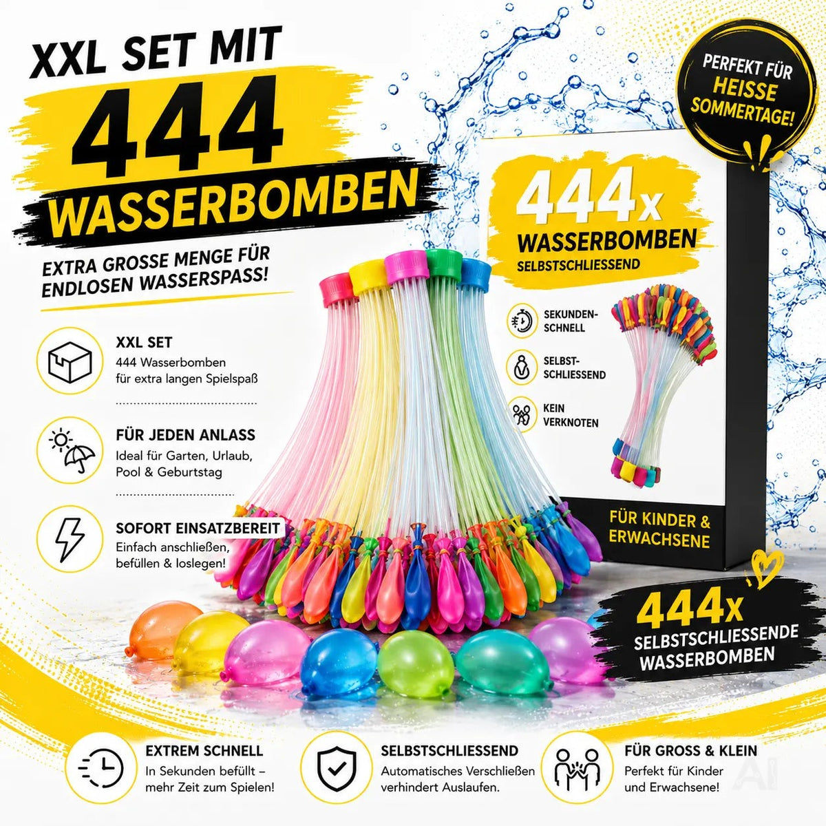 444x Wasserbomben Selbstschließend bunt - Reißfest & Schnell befüllbar - Für Kinder & Erwachsene – Detailansicht 6