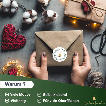 48x Aufkleber Weihnachten - Sticker selbstklebend rund für Geschenke