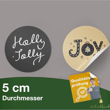 48x Aufkleber Weihnachten - Sticker selbstklebend rund für Geschenke