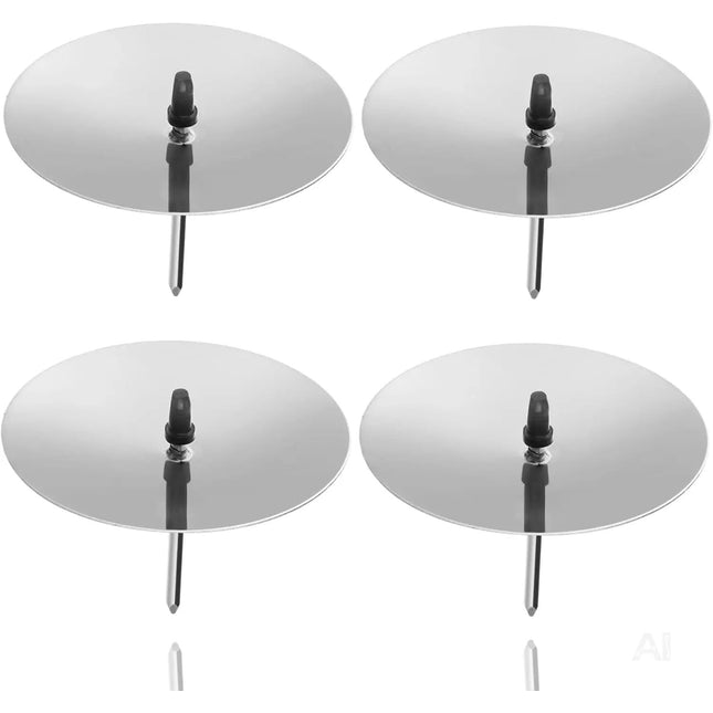 4X Adventskranzstecker 5 cm Kerzenhalter - universell für Kerzen - Kerzenteller mit Dorn - Kerzenstecker für Adventskranz Weihnachten Adventskranzhalter mit Dorn (Silber)