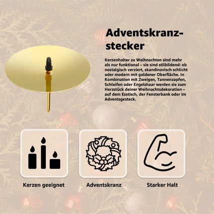 4X Adventskranzstecker 5 cm Kerzenhalter - universell für Kerzen