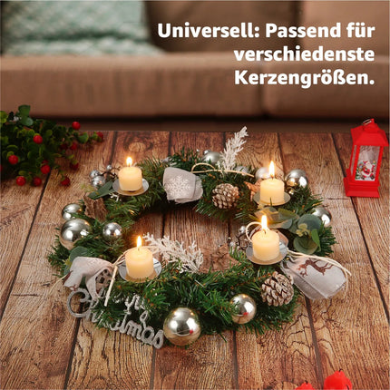 4X Adventskranzstecker 5 cm Kerzenhalter - universell für Kerzen