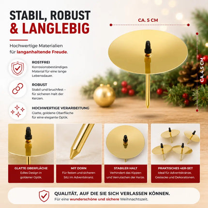 4X Adventskranzstecker 5 cm Kerzenhalter - universell für Kerzen
