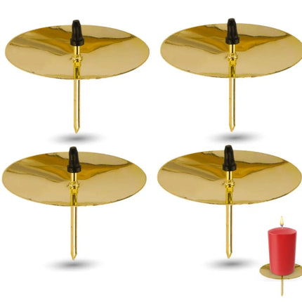 4X Kerzenhalter Gold Kerzenteller Adventskranzstecker 5 cm Kerzenstecker für Adventskranz