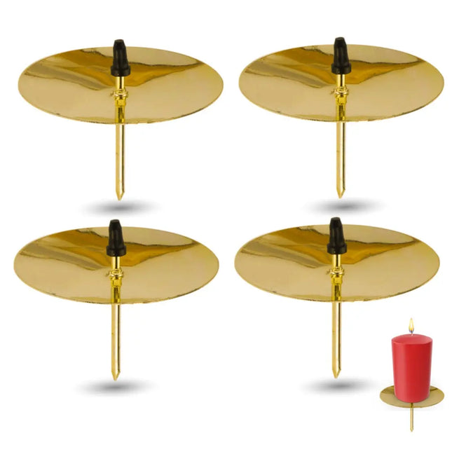 4X Kerzenhalter Gold Kerzenteller Adventskranzstecker 5 cm Kerzenstecker für Adventskranz