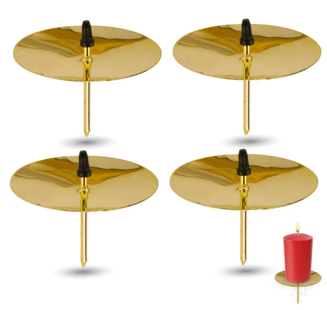 4x Kerzenhalter Gold Kerzenteller Adventskranzstecker 5 cm Kerzenstecker für Adventskranz