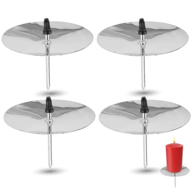 4X Kerzenhalter Silber Kerzenteller Adventskranzstecker Kerzenstecker für Adventskranz