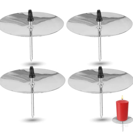 4x Kerzenhalter Silber Kerzenteller Adventskranzstecker Kerzenstecker für Adventskranz