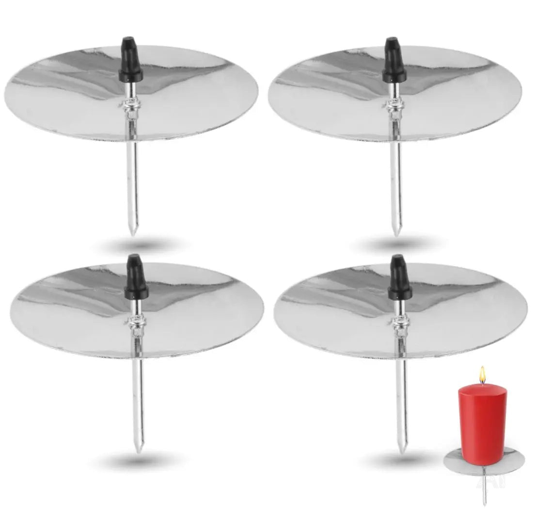 4x Kerzenhalter Silber Kerzenteller Adventskranzstecker Kerzenstecker für Adventskranz
