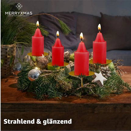 4X Kerzenstecker ca. 5 cm für Kerzen als Kerzenhalter Adventskranzstecker für Adventskranz Weihnachten Adventskranzhalter mit Dorn - Kerzenhalter (Gold)