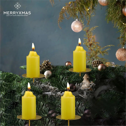 4X Kerzenstecker ca. 5 cm für Kerzen als Kerzenhalter Adventskranzstecker für Adventskranz Weihnachten Adventskranzhalter mit Dorn - Kerzenhalter (Gold)