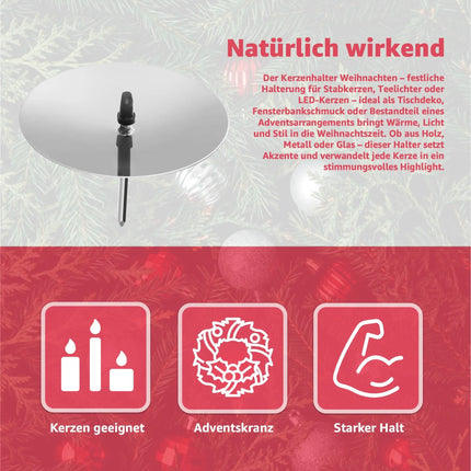 4X Kerzenstecker ca. 5 cm für Kerzen als Kerzenhalter Adventskranzstecker für Adventskranz Weihnachten