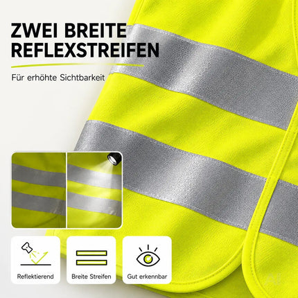 4X Warnweste Auto ISO20471-2025 & 2026: Neongelb - reflektierende Sicherheitsweste für PKW & LKW – Detailansicht 5