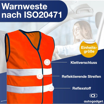 4X Warnwesten Auto orange - Warnweste Pannenweste 2024 Unfallweste ISO20471 - Sicherheitsweste