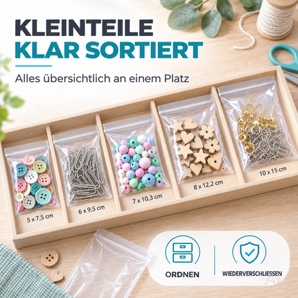 500x Druckverschlussbeutel Zip Set - reißfest & transparent Plastikbeutel Plastiktüten