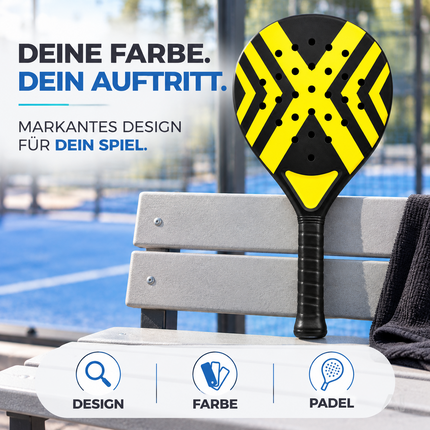 2er Padelschläger Erwachsene – Padel Set mit Meshtasche für Einsteiger & Fortgeschrittene, Padel Rackets für Training & Match (2er Set Gelb)