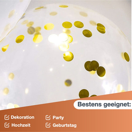 Dekotalent® 50x Luftballons mit Konfetti Confetti Glitter Rose, Gold als Deko zu Hochzeit & Geburtstag