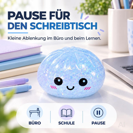 Dumpling Squishy XXL – Antistress-Spielzeug und Fidget-Spielzeug zur Beschäftigung und Ablenkung für Büro, Schule & Alltag (1x Zufällig XXL Nachtleuchtend Ø 9 cm)