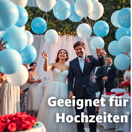 50x Luftballons Mix Ø 35 cm Ballons Balloons Luftballon Ballon 1. Geburtstag babyblau, himmelblau blau, weiß weiss Latexballons - Kein Plastik -100% Bio & recyclebar - (babyblau-hellblau-weiß-mix)