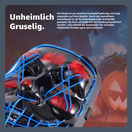 LED Grusel blau Maske - wie aus Purge steuerbar, Gesicht leuchtend, für Halloween, Fasching & Karneval
