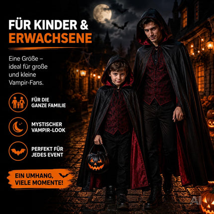 Zauberer Kostüm Erwachsene – Schwarzer Halloween Umhang