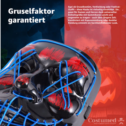 Halloween Maske Purge LED blau - Kostümmaske steuerbar für Halloween, Fasching & Karneval als Kostüm & Verleidung für Herren & Damen