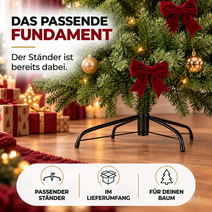 Tannenbaum künstlich 180 cm - Weihnachtsbaum grün - naturgetreue Nordmanntanne - täuschend echt mit Ständer