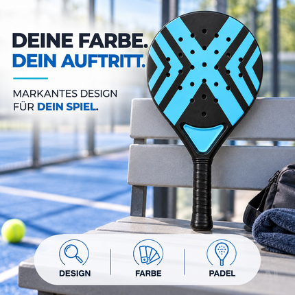 2er Padelschläger Erwachsene – Padel Set mit Meshtasche für Einsteiger & Fortgeschrittene, Padel Rackets für Training & Match (2er Set Blau)