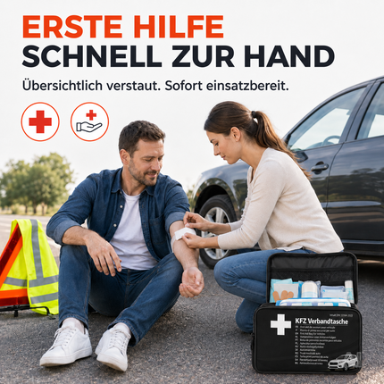 3 in 1 - Auto Erste Hilfe Set 2026 - Verbandstasche & Warnweste Pannenweste – Detailansicht 4