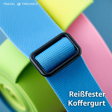 4er Kofferband Set bunt - Koffergurte für Koffer & Gepäck zum Reisen & Fliegen
