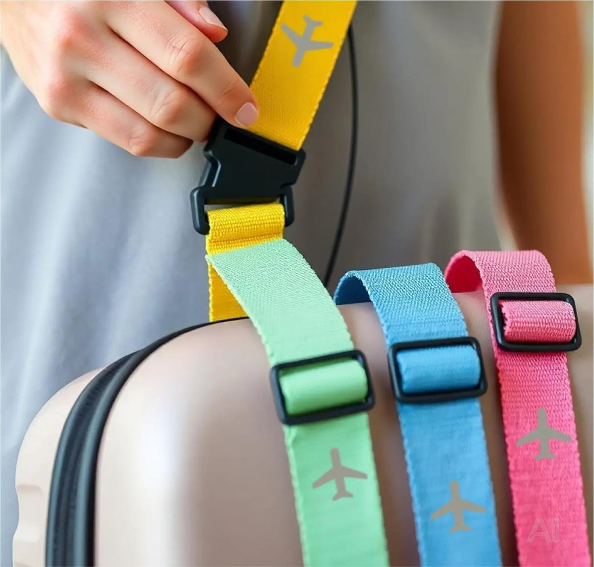 4er Kofferband mit Kofferanhänger Set farbig - als Adressanhänger für Koffer & Gepäck – Detailansicht 6