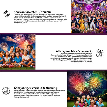 4er Party Tischbomben Partypopper Tischfeuerwerk für Partys & Feuerwerk Silvester