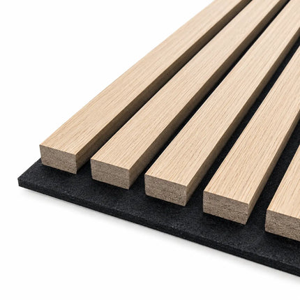 4er Set Akustikpaneele 3D – Schalldämmende Wandpaneele 115 x 60 x 2,1 cm – Holzoptik Wandverkleidung für Wohnraum & Büro (4er Set Eiche)