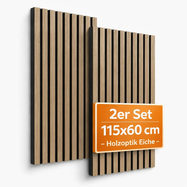 4er Set Akustikpaneele 3D – Schalldämmende Wandpaneele 115 x 60 x 2,1 cm – Holzoptik Wandverkleidung für Wohnraum & Büro (4er Set Walnuss)
