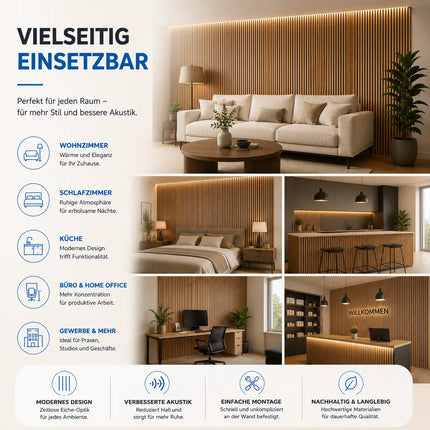 4er Set Akustikpaneele 3D – Schalldämmende Wandpaneele 115 x 60 x 2,1 cm – Holzoptik Wandverkleidung für Wohnraum & Büro (4er Set Walnuss)