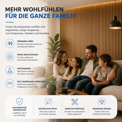 4er Set Akustikpaneele 3D – Schalldämmende Wandpaneele 115 x 60 x 2,1 cm – Holzoptik Wandverkleidung für Wohnraum & Büro (4er Set Walnuss)
