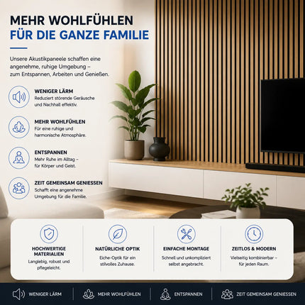 4er Set Akustikpaneele 3D – Schalldämmende Wandpaneele 115 x 60 x 2,1 cm – Holzoptik Wandverkleidung für Wohnraum & Büro (4er Set Walnuss)