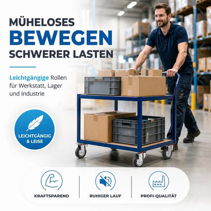 4er Set Schwerlastrollen mit Bremse – Lenkrollen bis 400 kg belastbar – Transportrollen Möbel, Werkbank, Maschinen, Rollwagen (4x Lenkrollen ∅10 cm)