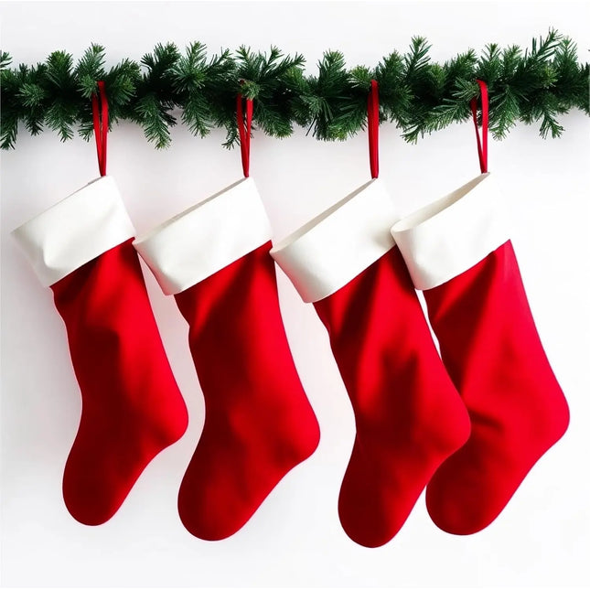 4er Set Weihnachtsstrümpfe – Nikolaussocken zum Aufhängen & Befüllen für Kamin und Deko