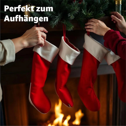 4er Set Weihnachtsstrümpfe – Nikolaussocken zum Aufhängen & Befüllen für Kamin und Deko