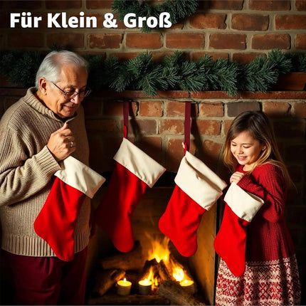 4er Set Weihnachtsstrümpfe – Nikolaussocken zum Aufhängen & Befüllen für Kamin und Deko