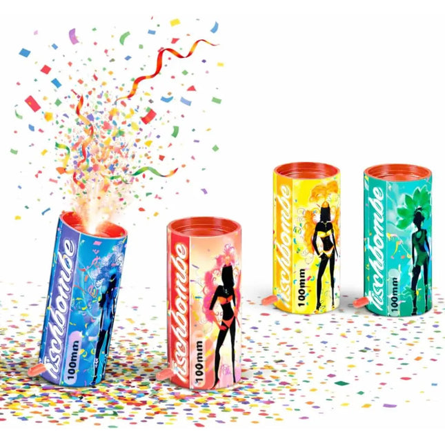 4er Tischbomben Party Set Partypopper für Silvester & Partys, Jugendfeuerwerk Kat. F1 für Kinder & Jugendliche 2026 - Jugendfeuerwerk