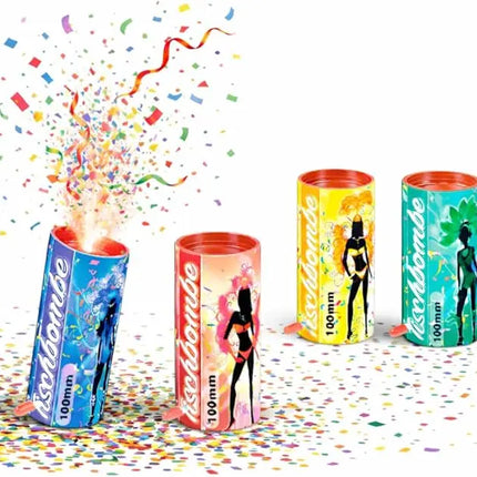 4er Tischbomben Party Set Partypopper für Silvester & Partys, Jugendfeuerwerk Kat. F1 für Kinder & Jugendliche 2026 - Jugendfeuerwerk