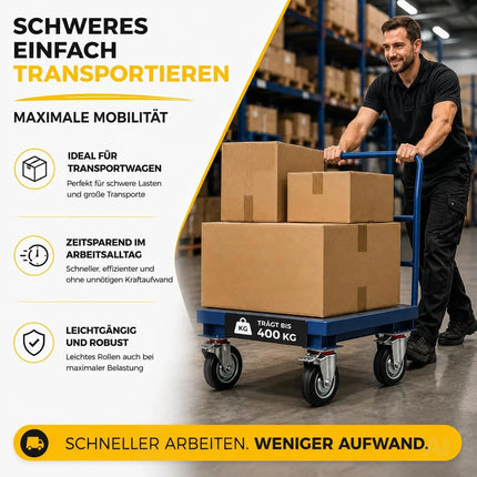 4er Transportrollen & Schwerlastrollen - mit Bremse - Lenkrolle - Bis 400 kg belastbar – Detailansicht 3